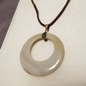 Leather and stone necklace